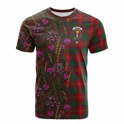 ScotsTee Shop Scottish Chisholm Family Crest Tartan T-shirt Scottish Thistle Flower Half Style