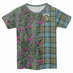 ScotsTee Shop Scottish Paisley Family Crest Tartan T-shirt Scottish Thistle Flower Half Style
