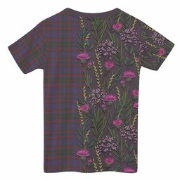 ScotsTee Shop Scottish Cumming Family Crest Tartan T-shirt Scottish Thistle Flower Half Style