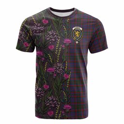 ScotsTee Shop Scottish Cumming Family Crest Tartan T-shirt Scottish Thistle Flower Half Style