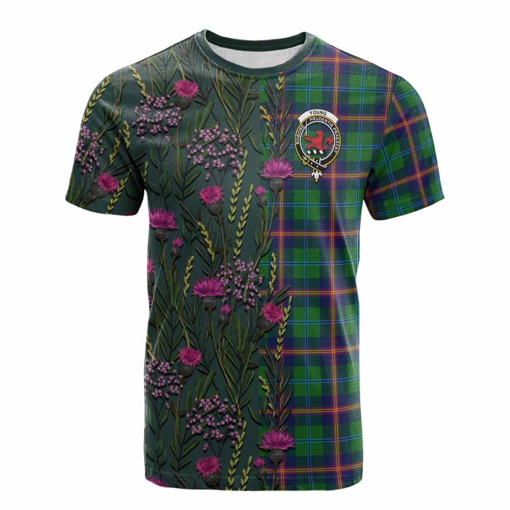 ScotsTee Shop Scottish Young Family Crest Tartan T-shirt Scottish Thistle Flower Half Style