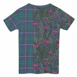 ScotsTee Shop Scottish Sandilands Family Crest Tartan T-shirt Scottish Thistle Flower Half Style