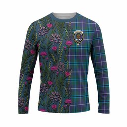 ScotsTee Shop Scottish Sandilands Family Crest Tartan T-shirt Scottish Thistle Flower Half Style