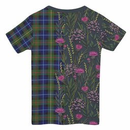ScotsTee Shop Scottish Smith Family Crest Tartan T-shirt Scottish Thistle Flower Half Style