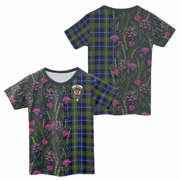 ScotsTee Shop Scottish Smith Family Crest Tartan T-shirt Scottish Thistle Flower Half Style