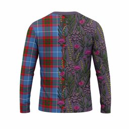 ScotsTee Shop Scottish Crichton (Crighton) Family Crest Tartan T-shirt Scottish Thistle Flower Half Style