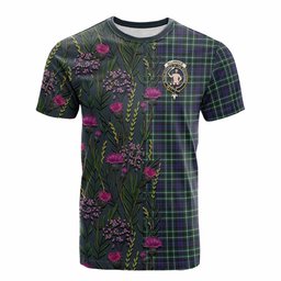 ScotsTee Shop Scottish Allardice Family Crest Tartan T-shirt Scottish Thistle Flower Half Style