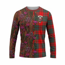 ScotsTee Shop Scottish Cheyne Family Crest Tartan T-shirt Scottish Thistle Flower Half Style