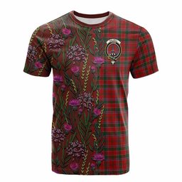 ScotsTee Shop Scottish Dalzell (Dalziel) Family Crest Tartan T-shirt Scottish Thistle Flower Half Style