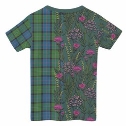 ScotsTee Shop Scottish Stirling Family Crest Tartan T-shirt Scottish Thistle Flower Half Style