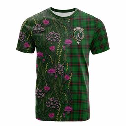 ScotsTee Shop Scottish Anstruther Family Crest Tartan T-shirt Scottish Thistle Flower Half Style