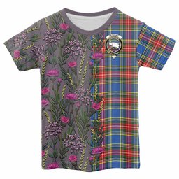 ScotsTee Shop Scottish Bethune Family Crest Tartan T-shirt Scottish Thistle Flower Half Style