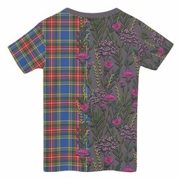 ScotsTee Shop Scottish Bethune Family Crest Tartan T-shirt Scottish Thistle Flower Half Style