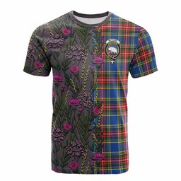 ScotsTee Shop Scottish Bethune Family Crest Tartan T-shirt Scottish Thistle Flower Half Style