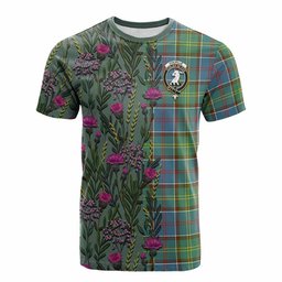 ScotsTee Shop Scottish Colville Family Crest Tartan T-shirt Scottish Thistle Flower Half Style