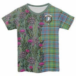 ScotsTee Shop Scottish Colville Family Crest Tartan T-shirt Scottish Thistle Flower Half Style