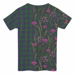 ScotsTee Shop Scottish Shaw Family Crest Tartan T-shirt Scottish Thistle Flower Half Style