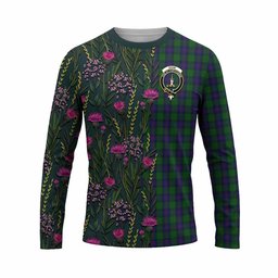 ScotsTee Shop Scottish Shaw Family Crest Tartan T-shirt Scottish Thistle Flower Half Style