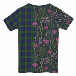 ScotsTee Shop Scottish Campbell Family Crest Tartan T-shirt Scottish Thistle Flower Half Style