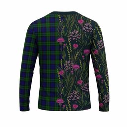 ScotsTee Shop Scottish Campbell Family Crest Tartan T-shirt Scottish Thistle Flower Half Style