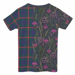ScotsTee Shop Scottish Agnew Family Crest Tartan T-shirt Scottish Thistle Flower Half Style