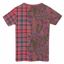 ScotsTee Shop Scottish Udny Family Crest Tartan T-shirt Scottish Thistle Flower Half Style
