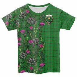 ScotsTee Shop Scottish Don Family Crest Tartan T-shirt Scottish Thistle Flower Half Style