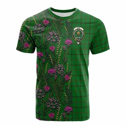 ScotsTee Shop Scottish Don Family Crest Tartan T-shirt Scottish Thistle Flower Half Style