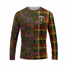 ScotsTee Shop Scottish Buchanan Family Crest Tartan T-shirt Scottish Thistle Flower Half Style