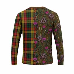 ScotsTee Shop Scottish Buchanan Family Crest Tartan T-shirt Scottish Thistle Flower Half Style