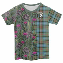 ScotsTee Shop Scottish Brisbane Family Crest Tartan T-shirt Scottish Thistle Flower Half Style