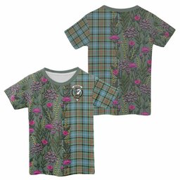 ScotsTee Shop Scottish Brisbane Family Crest Tartan T-shirt Scottish Thistle Flower Half Style