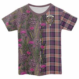 ScotsTee Shop Scottish Carnegie Family Crest Tartan T-shirt Scottish Thistle Flower Half Style