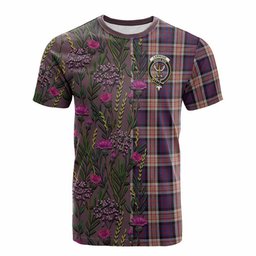 ScotsTee Shop Scottish Carnegie Family Crest Tartan T-shirt Scottish Thistle Flower Half Style