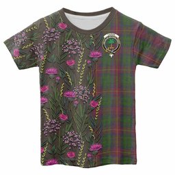 ScotsTee Shop Scottish Cairns Family Crest Tartan T-shirt Scottish Thistle Flower Half Style