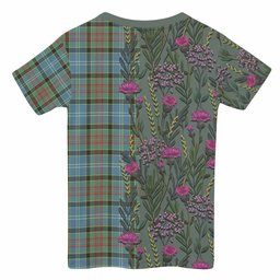 ScotsTee Shop Scottish Cathcart Family Crest Tartan T-shirt Scottish Thistle Flower Half Style