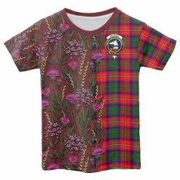 ScotsTee Shop Scottish Belshes (Belsches) Family Crest Tartan T-shirt Scottish Thistle Flower Half Style