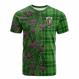 ScotsTee Shop Scottish Boyle Family Crest Tartan T-shirt Scottish Thistle Flower Half Style