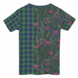 ScotsTee Shop Scottish Douglas Family Crest Tartan T-shirt Scottish Thistle Flower Half Style