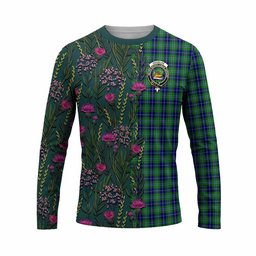 ScotsTee Shop Scottish Douglas Family Crest Tartan T-shirt Scottish Thistle Flower Half Style