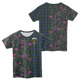 ScotsTee Shop Scottish Baird Family Crest Tartan T-shirt Scottish Thistle Flower Half Style