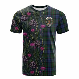 ScotsTee Shop Scottish Baird Family Crest Tartan T-shirt Scottish Thistle Flower Half Style