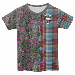 ScotsTee Shop Scottish Beaton Family Crest Tartan T-shirt Scottish Thistle Flower Half Style