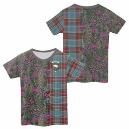 ScotsTee Shop Scottish Beaton Family Crest Tartan T-shirt Scottish Thistle Flower Half Style