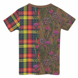 ScotsTee Shop Scottish Dewar Family Crest Tartan T-shirt Scottish Thistle Flower Half Style