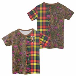 ScotsTee Shop Scottish Dewar Family Crest Tartan T-shirt Scottish Thistle Flower Half Style