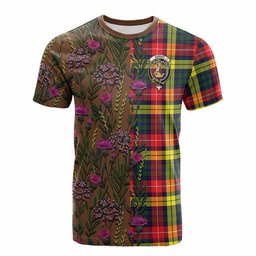 ScotsTee Shop Scottish Dewar Family Crest Tartan T-shirt Scottish Thistle Flower Half Style
