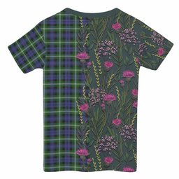 ScotsTee Shop Scottish Baillie (Bailey) Family Crest Tartan T-shirt Scottish Thistle Flower Half Style