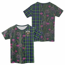 ScotsTee Shop Scottish Baillie (Bailey) Family Crest Tartan T-shirt Scottish Thistle Flower Half Style