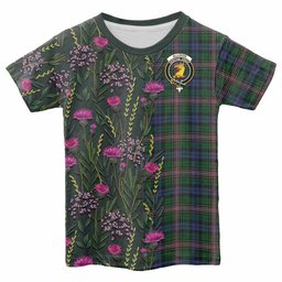 ScotsTee Shop Scottish Allison Family Crest Tartan T-shirt Scottish Thistle Flower Half Style